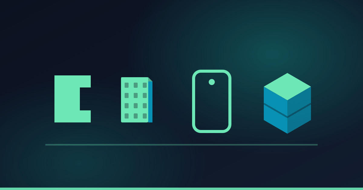 Illustration of four printed objects: a clip, a scale model, a phone case and a nameplate.