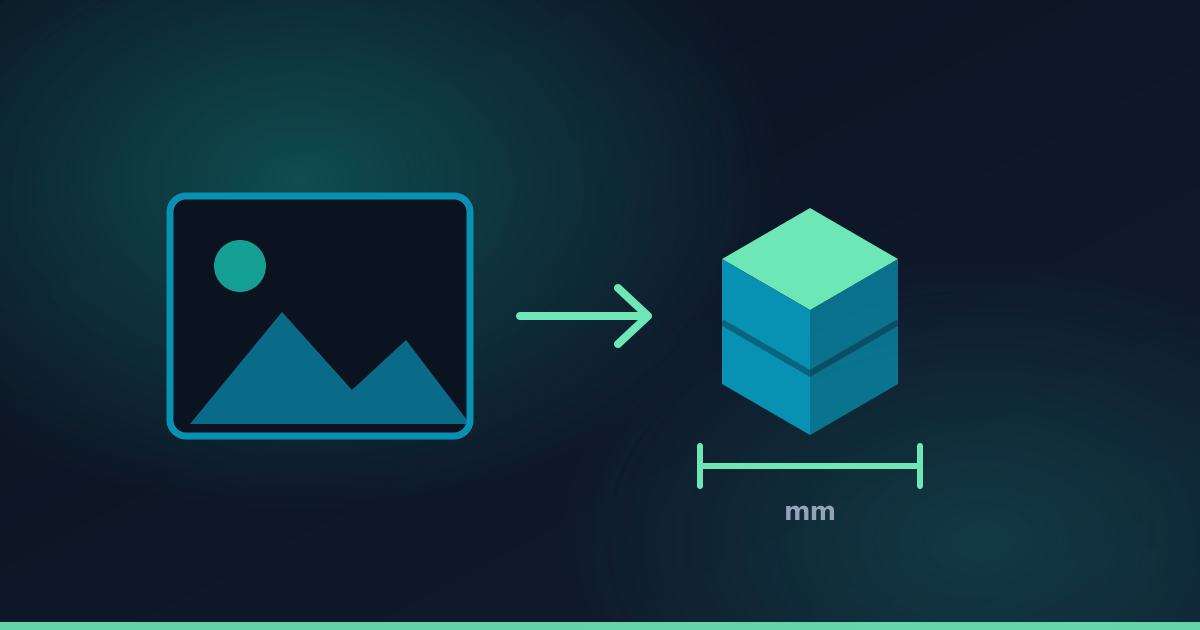 Illustration of a photograph and measurements becoming a modelled part.