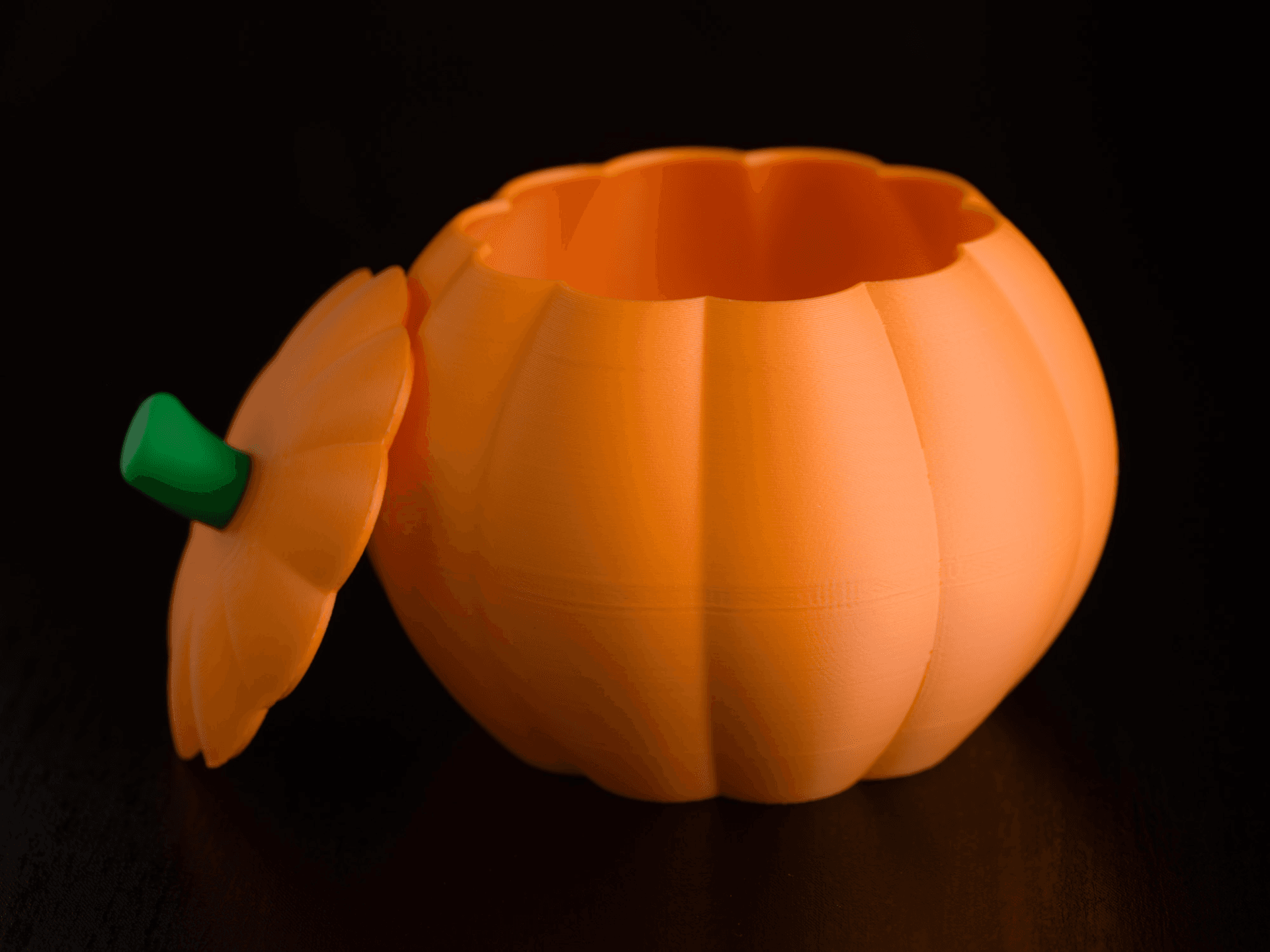 Halloween pumpkin container with lid.